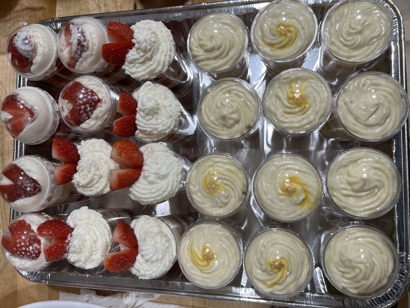Fresh banana pudding and strawberry shortcake cups from Amirah's Touch