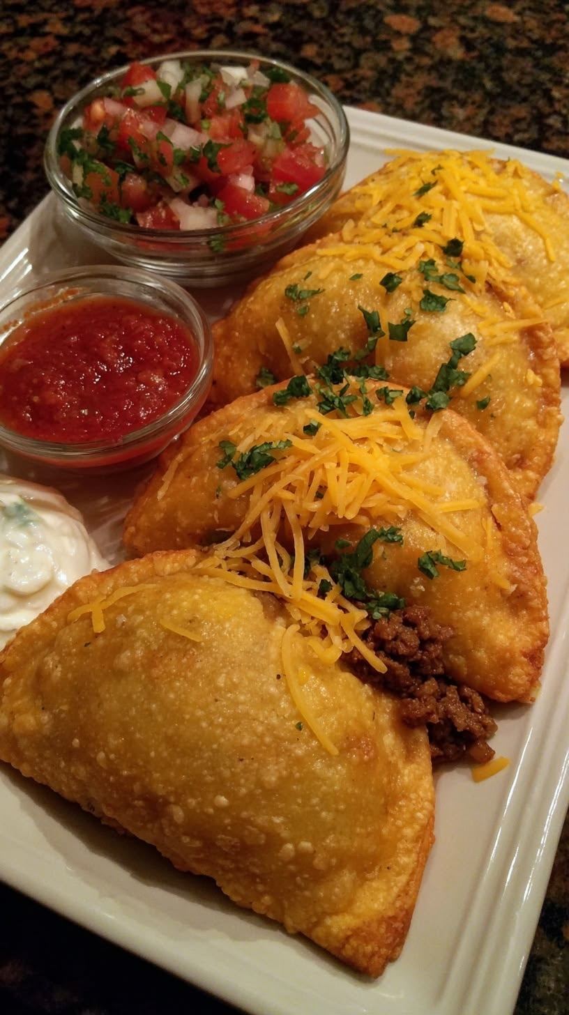 Fried empanadas with toppings